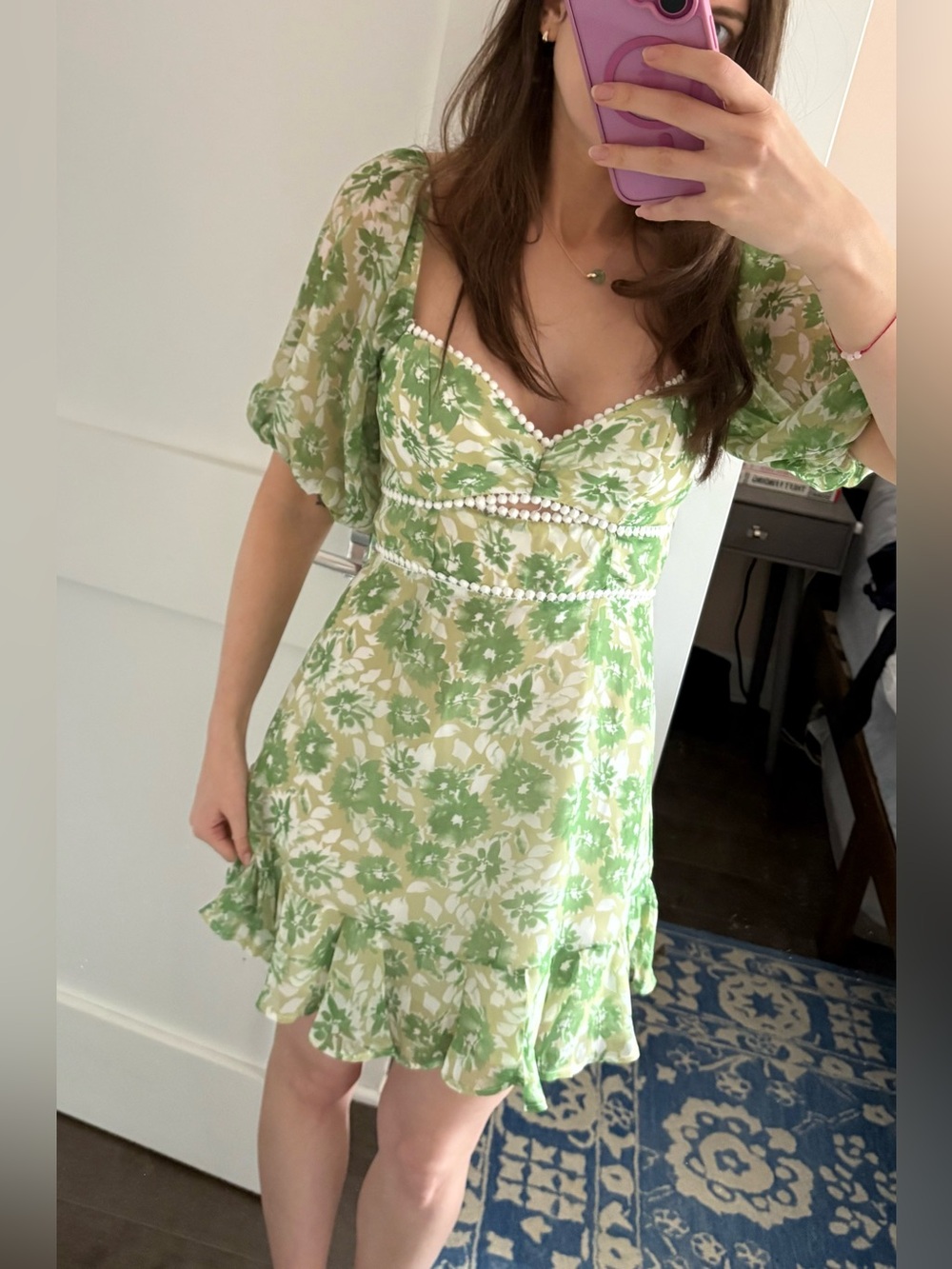 Hello Molly Green Floral Mini Dress